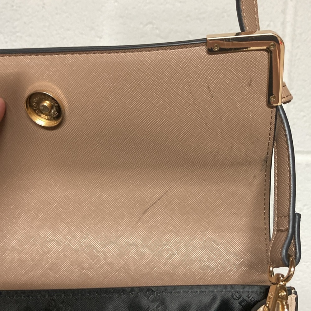 Dune London Brown Two-Tone Croc-Texture Top Handle Crossbody Bag - Picture 7 of 7